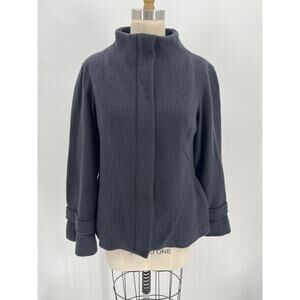 Tsesay Zip Front High Neck Jacket Coat Sz 4 Charcoal Black 100% Wool